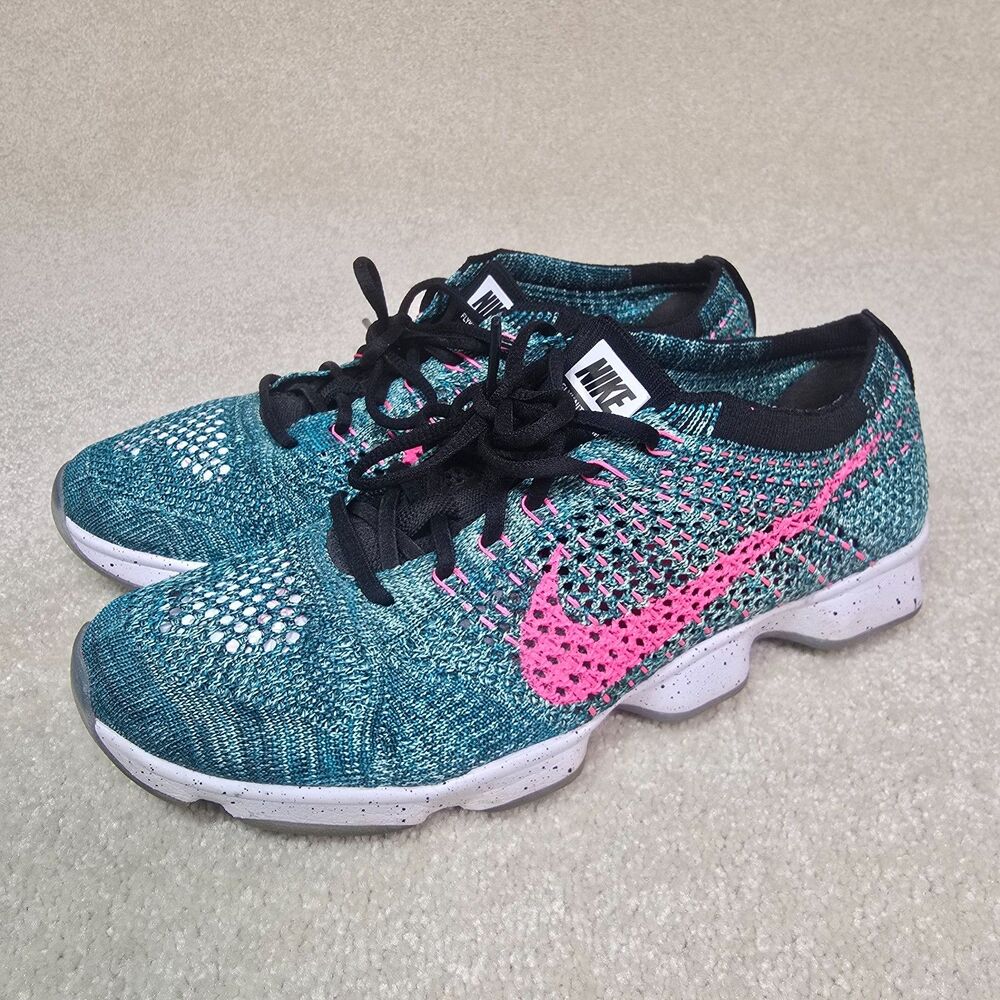Nike Flyknit Zoom Agility Emerald Green Pink Running Shoes Women's 7 Sneakers